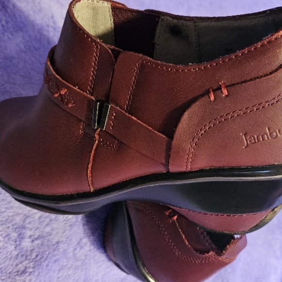 JAMBU CAMBRIDGE Maroon Leather Clogs sz9 - Picture 5 of 15